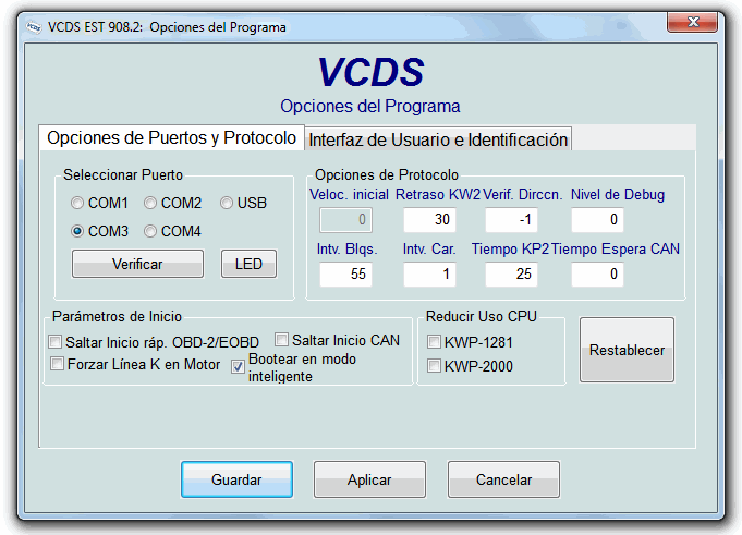 VCDS: Pantalla Principal
